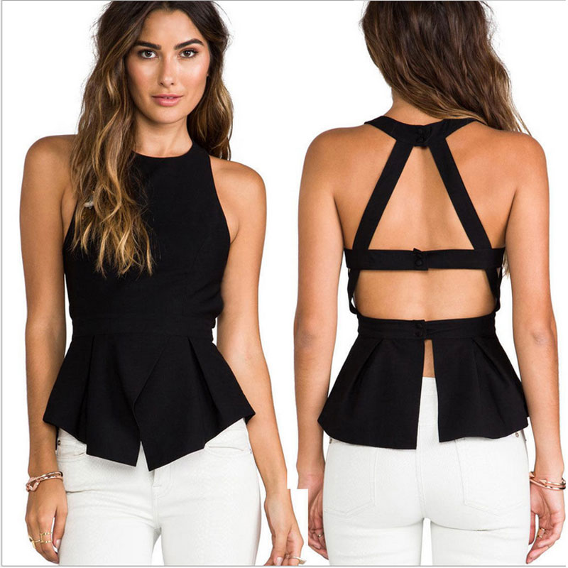 Black sexy halter backless shirt S,M,L,XL MH8158