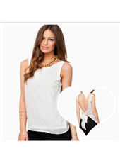 White Sleeveless backless Vest S,M,L,XL MH8162