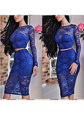 Blue Two PCs Bodycon Dress S,M,L MH5111