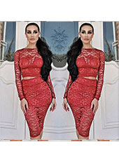 Red Two Pcs Bodycon Dress S.M.L MH5112