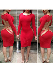Red Backless Midi Dress S,M,L MH5119