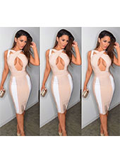 White And Apricot Open Front Bodycon Dress S,M,L MH5125