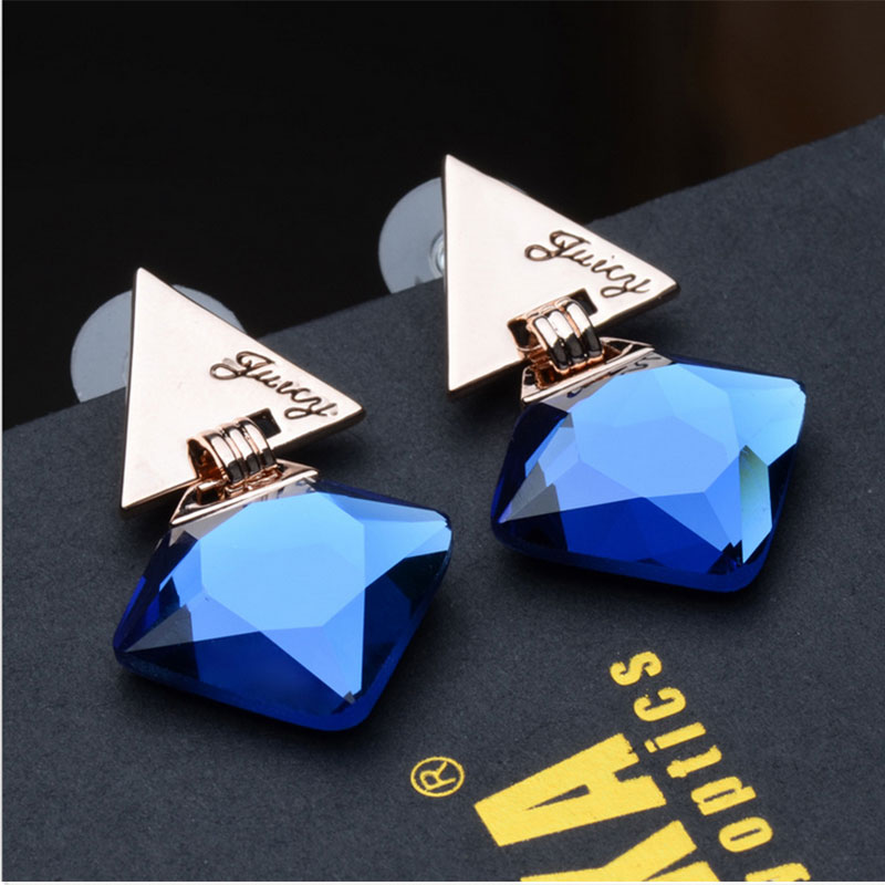 	 Triangle Style With Blue Crystal Earings MH9004