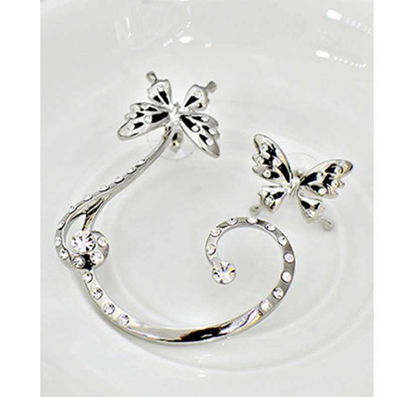 White Rhinestone Butterfly rings MH9014