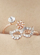 Rhinestone Beautiful King Mask Style Open RingMH9026