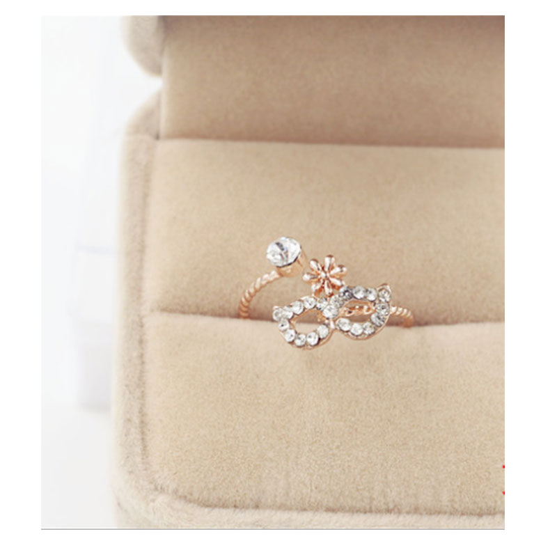 Rhinestone Beautiful King Mask Style Open Ring MH9026