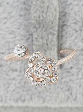 Rhinestone Beautiful Flower Mask Style Open Ring MH9028