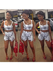 Two Pcs Sleeveless White Shorts  S,M,L MH5257