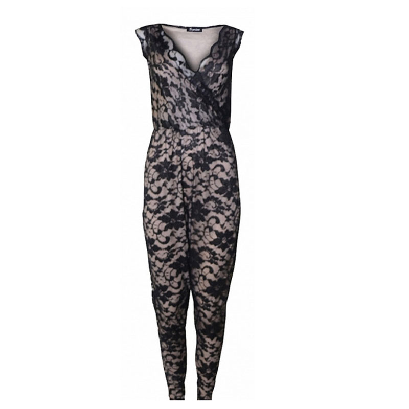 Sleeveless Lace Black Jumpsuits S-L MH5261