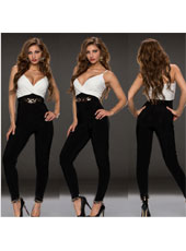 White Bra Black Jumpsuits S,M,L MH5279