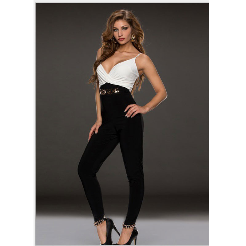 White Bra Black Jumpsuits S,M,L MH5279