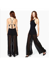 Backless Loose Black Jumpsuits M,L,XL,XXL MH5280
