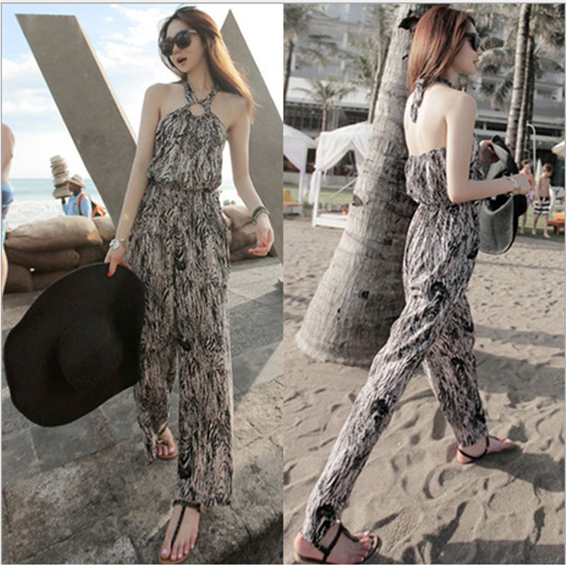 Sleeveless Halter Backless Jumpsuits S,M,L MH5281