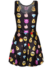 Lovely black sleeveless bodycon dress with emojo print MH5284