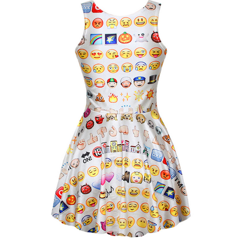 Sleeveless bodycon dress with emojo print MH5246