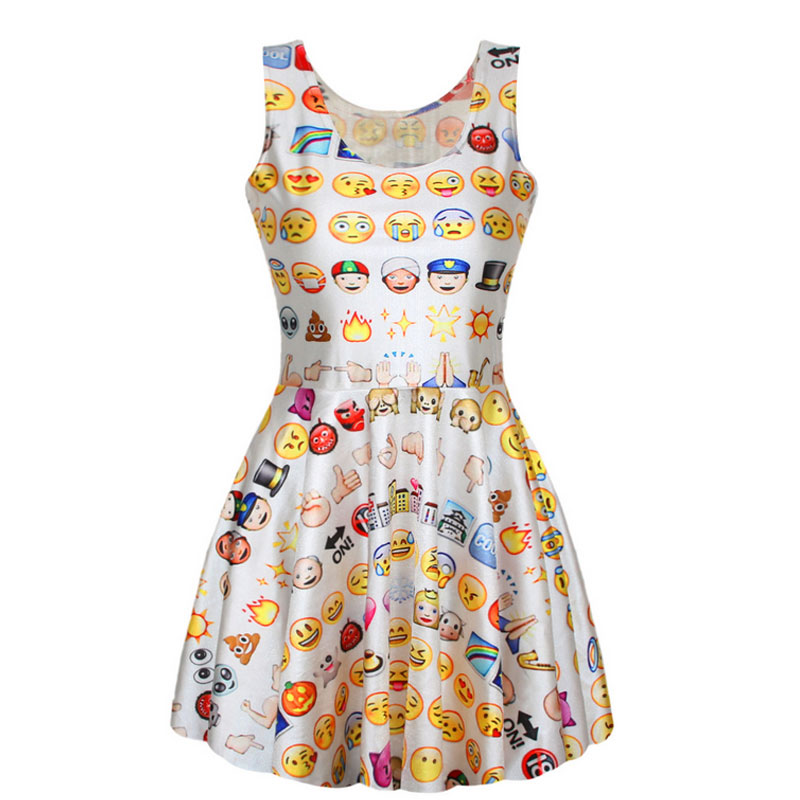Sleeveless bodycon dress with emojo print MH5246