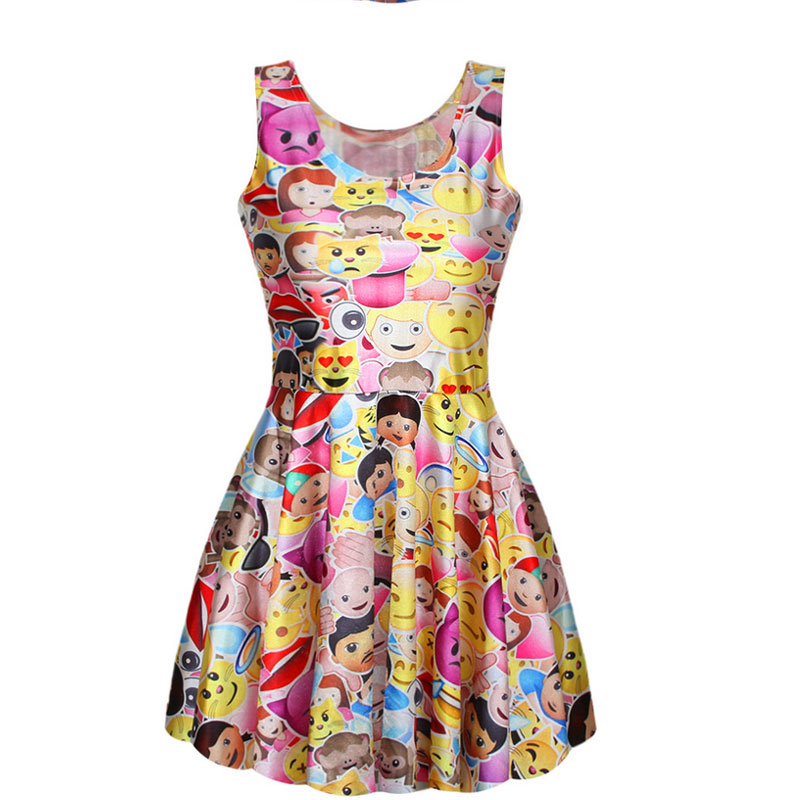 Yellow bodycon dress with emojo print MH5247