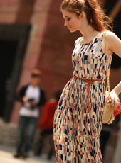 Blue and pink sleeveless vest skater dress MH5289
