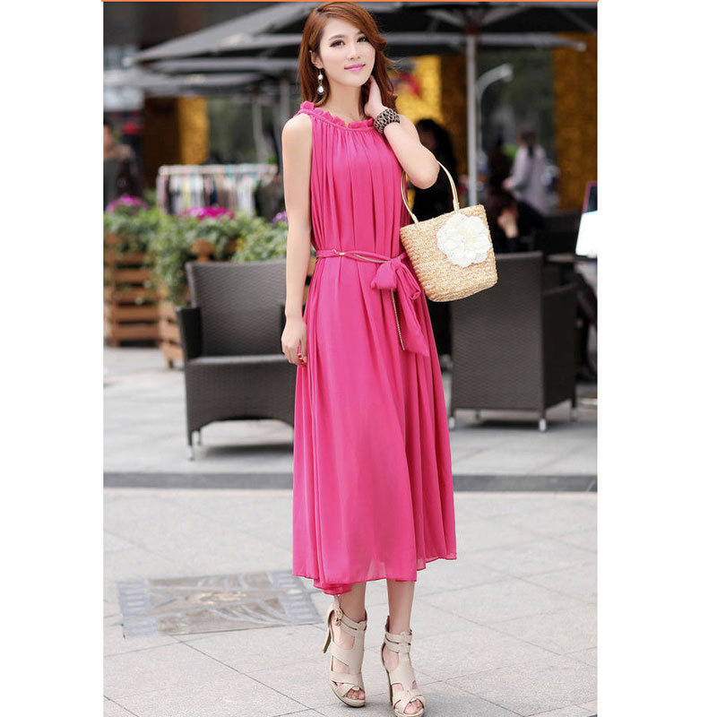 Pink sleeveless Bohemia dress MH5250