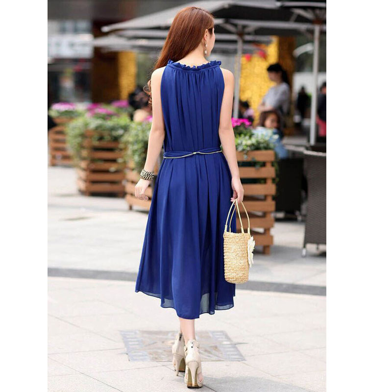 Blue sleeveless Bohemia dress MH5251