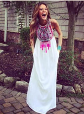 White sleeveles totem long dress S,M,L MH5310