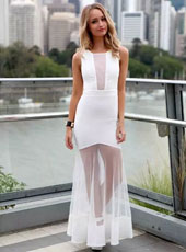 White sleeveless see-through S-L MH5316