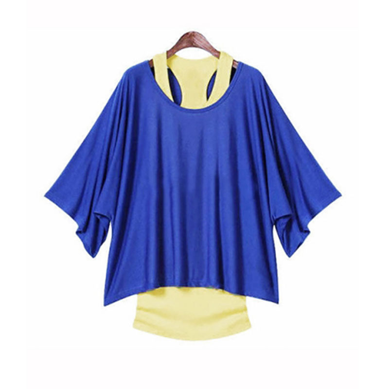 Blue Loose Top Batwing T-Shirt Plus Summer Vest S-XXL MH0002