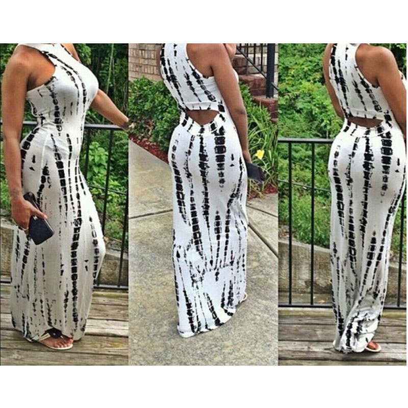 White halter long dress S-XL MH5320