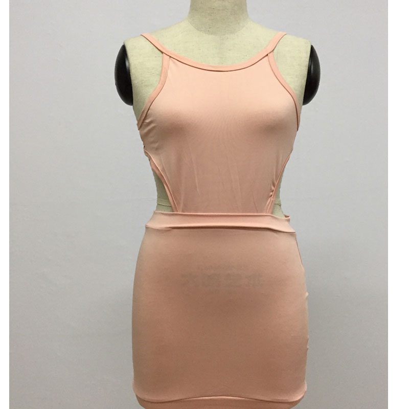 Pink backless bodycon dress S-L MH5337