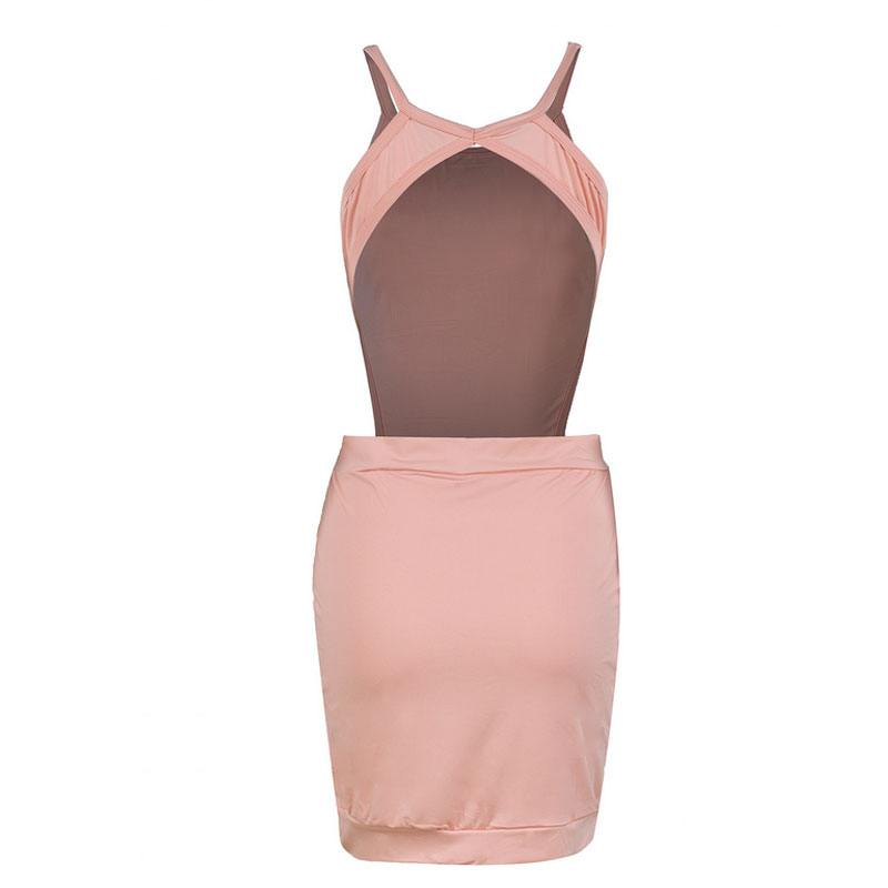 Pink backless bodycon dress S-L MH5337