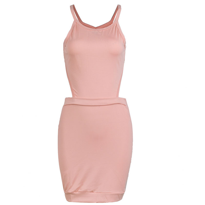 Pink backless bodycon dress S-L MH5337