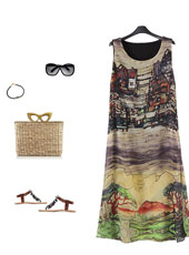 Chiffon sleeveless long dress S-XXL MH5340