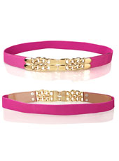 Pink leather waist belt MH9037