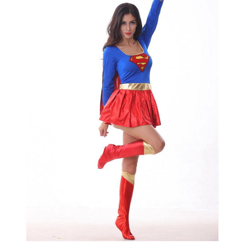 Super girl blue and red dress costume MH3122