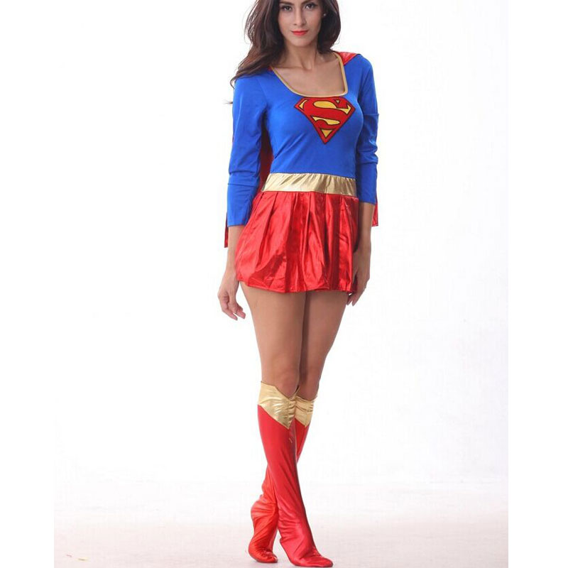 Super girl blue and red dress costume MH3122