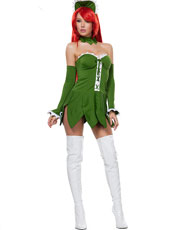 Green and White Strapless Halloween Costume with Big Flower Hemline  MH3131