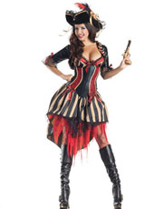 Deep V striped pirate costume MH3155