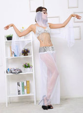 Sexy White Mesh Dance Dress  MH3157