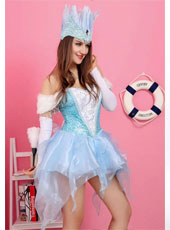 Blue and White Off-shoulder Princess Dress  MH3180