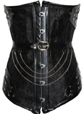 Black leather steel bone corset S-XXL MH1137