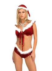 Sexy bra and panty red christmas costsume MH3215