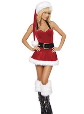 Sexy red short tube dress christmas costume MH3228