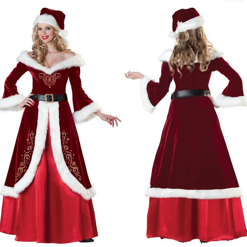 Long sleeve cape dress christams costume MH3242