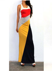 Colorful Sleeveless Long Dress  S-XL  MH5370