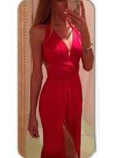 Sleeveless Deep V Open Front Long dress S-XL MH5374