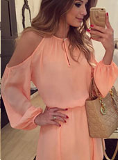 High Collar Off Shoulder Casual Dress  S-XL  MH5387