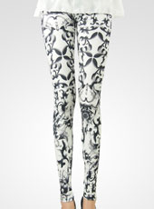 Black and White Petal Slim Leggings MH13018