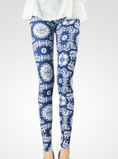 Blue Flower Slim Leggings MH13023