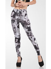 Grey  Scrawl Milk Firber Leggings MH13025