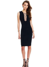 Sleeveless Cross Black Bodycon Dress S-L MH5412